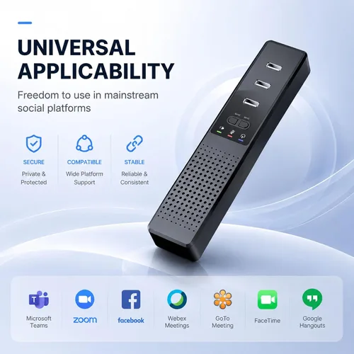 Vista 4 de Altavoz USB 3 en 1 para computadora con micrófono, altavoz de conferencia de escritorio con micrófono para oficina en casa inteligente y estudio