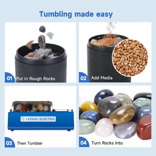 Vista 3 de Leegol Electric Rock Tumbler de Doble Tambor 6 Libras Pulidor Lapidario