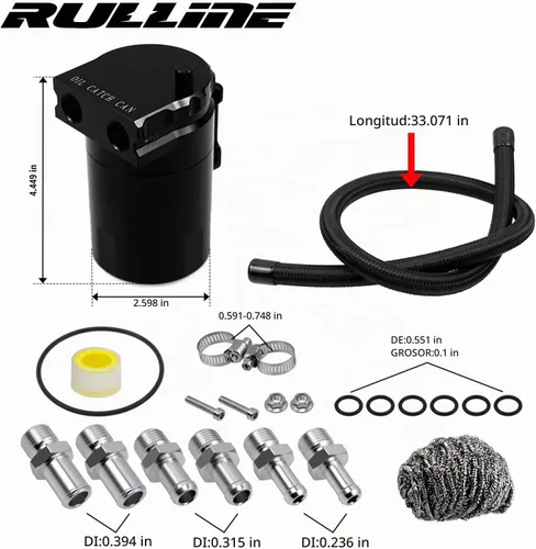 Vista 2 de RULLINE Kit de latas de aceite de 11.8 fl oz, paquete de 2, color negro 2 piezas negro