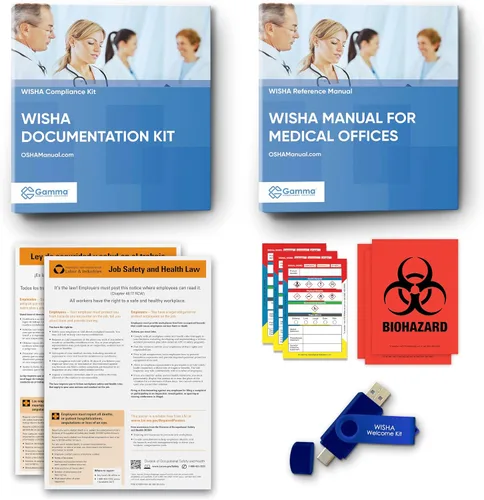 Vista 7 de Paquete Cal/OSHA para consultorios médicos, incluye manual de reglamentos y estándares (impreso) + políticas y formularios de seguridad