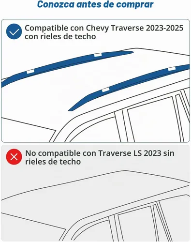 Vista 8 de JOYTUTUS Barras transversales de techo con cerradura compatibles con Chevy Chevrolet Traverse 2022-2026, barras transversales antióxido de aluminio