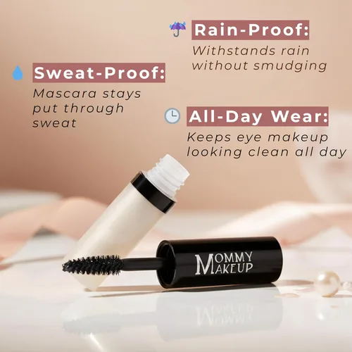 Vista 3 de Mommy Makeup - Capa superior impermeabilizante para máscara de pestañas y cejas Sweat-proof, Tear-proof, Waterproof, Smudge-proof Clear Mascara