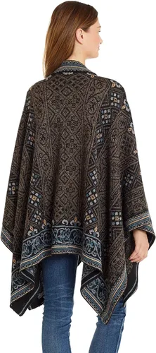 Vista 2 de Invisible World Ruana - Poncho de lana de alpaca para mujer, capa de invierno para otoño