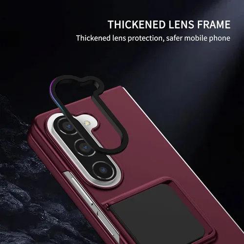 Vista 2 de SHIEID Funda para Samsung Galaxy Z Fold 5, [Soporte ajustable] Carcasa de PC a prueba de golpes con protección de lente Galaxy Fold 5, color rojo
