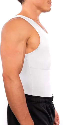 Vista 4 de Esteem Apparel Max - Camiseta de compresión para hombre para el pecho y el cuerpo, moldeadora de vientre, camiseta sin mangas para hombre