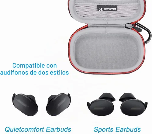 Vista 4 de RLSOCO Funda de transporte para Bose QuietComfort (modelo 2020) / auriculares deportivos inalámbricos con cancelación de ruido, color negro