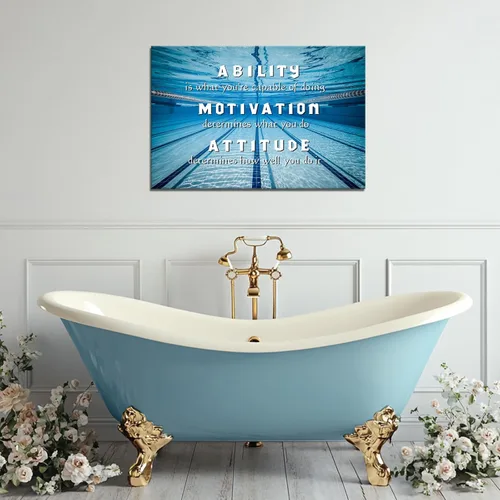 Vista 2 de iHAPPYWALL Cuadro grande para piscina, arte de pared, ejercicio relajante con habilidad, motivación, actitud, inspirador, gimnasio, póster impreso