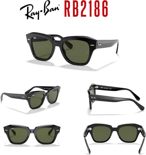 Vista 7 de Ray-Ban State Street RB2186 - Lentes de sol cuadrados para hombre y mujer + paquete con kit de gafas de diseñador iWear