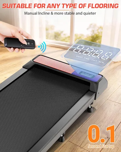 Vista 8 de Walking Pad with Incline 10% & Decline -4%, Under Desk Treadmill for Office, Portable Treadmills, Compact Treadmill for Small Space, 265lbs