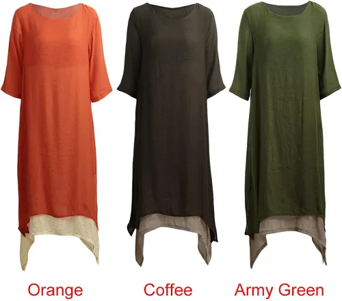 Vista 7 de Versear Vestido largo suelto para mujer, estilo bohemio, estilo túnica, vintage, con capas, casual, para mujer
