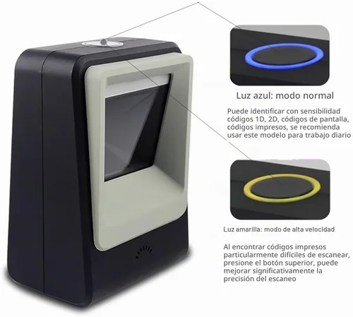 Vista 4 de Escáner de código de barras QR 2D, symcode Omnidireccional Manos Libres USB Lector de Código de Barras Automático para Pagos Móviles Computadora