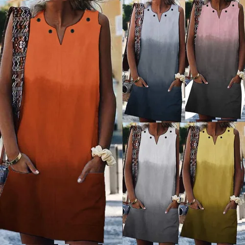 Vista 5 de LKPJJFRG Women Tank Dress 2023 Summer Casual Short Sleeve Halter Neck Multicoloured Birthday Mini Tank Dresses