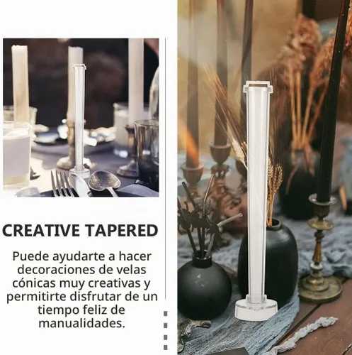 Vista 3 de EXCEART Molde de vela cónico de 2 unidades de 10.43 x 2.04 x 2.04 pulgadas, molde de plástico transparente para hacer velas cónicas