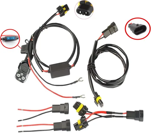 Vista 2 de Kit de arnés de cableado con control remoto inalámbrico para barra de luz LED de 12 V, soporta 1/2 cables, 4 modos