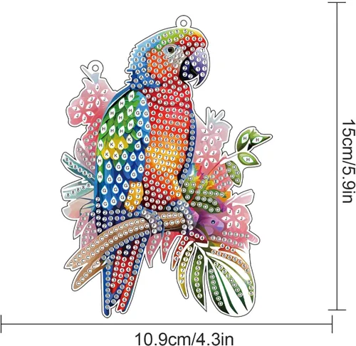 Vista 3 de AiYuanzsh Animal Parrot DIY Kits de Pintura de Arte de Diamante de Acrílico Colgante Pendientes de Arte de Diamante de Rinstone Especialmente