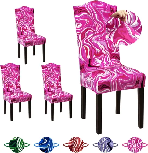 Vista 18 de Sufdari Juego de 4 fundas para sillas de comedor, color beige, antideslizantes, de elastano, elásticas, para comedor, hotel (Grande)