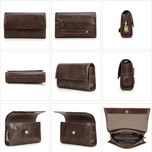 Vista 8 de Contacts Genuine Leather Mens Clutch Bag Code Lock Anti Theft Travel Clutch Wallet Clutches Organizer