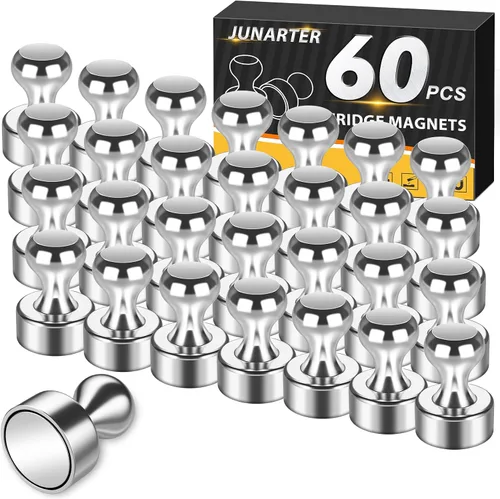 Vista 18 de Paquete de 20 Chinchetas Magnéticas, Imanes Negros Fuertes para Refrigerador, Imanes para Pizarra Blanca, Imanes para Refrigerador Fuertes, Imanes
