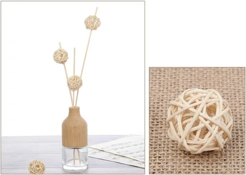 Vista 4 de DECHOUS 30 bolas pequeñas de ratán, bolas decorativas para centros de mesa, rellenos de cuencos de mimbre de 1.18 pulgadas, accesorios