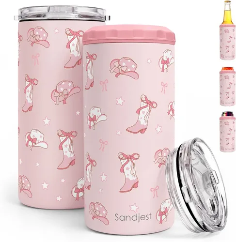 Vista 22 de SANDJEST Vaso para Amantes de los Libros Estante 4 en 1 Vaso de 12 oz Enfriador de Lata Coozie Vaso delgado de acero inoxidable Regalo