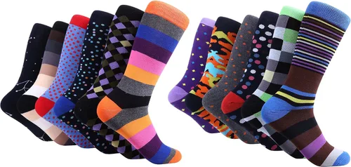 Vista 7 de Marino - Calcetines de vestir coloridos para hombre, de algodón con estampado de moda, 12 unidades.