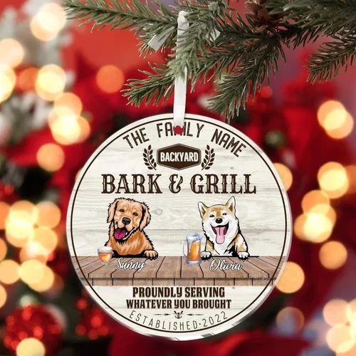 Vista 7 de SILYHEART Christmas Acrylic Ornaments Golden Retriever & Shiba Inu Christmas Sublimation Ornaments Family Dog Name Funny Dogs Live Here Car Hanging