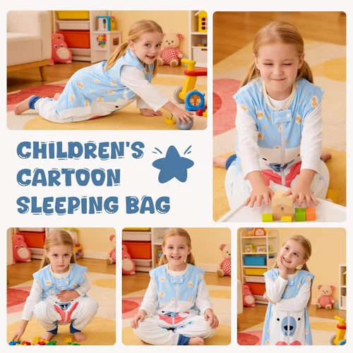 Vista 6 de MICHLEY - Saco de dormir para niños pequeños con pies, recién nacidos, bebés sin mangas, saco de dormir con cremallera de 2 vías, manta portátil Oso