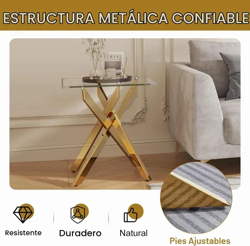 Vista 6 de Juego de mesa de sala de estar de 3 piezas, incluye 1 mesa auxiliar rectangular de vidrio con 2 mesas auxiliares cuadradas, juego de 3 mesas