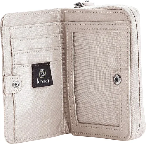 Vista 5 de Kipling Cartera Money Love para mujer, Plateado, 2.5x9.5x12.5 cm