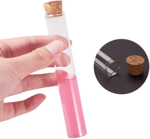 Vista 3 de BENECREAT Paquete de 20 tubos de vidrio de 1.0 fl oz (1 oz) con tapones de corcho, pequeñas botellas vacías transparentes para aceites esenciales