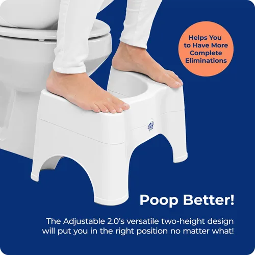 Vista 12 de Squatty Potty The Original Taburete de Baño para Inodoro - Ajustable 2.0, Convertible a 7" o 9" de Altura con Tapa Removible para Adultos y Niños