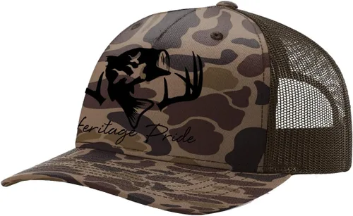 Vista 25 de Heritage Pride Sombrero de camionero de malla bordada para hombre de caza de pato de pesca de ciervos