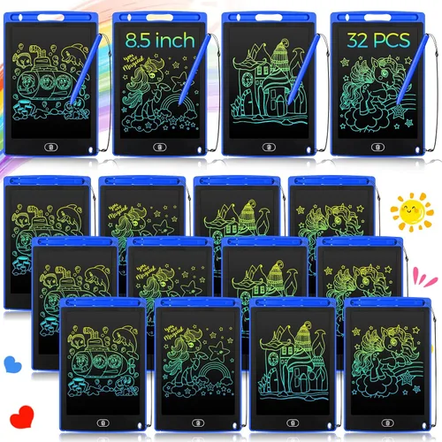 Vista 12 de Zhehao 32 tabletas de escritura LCD para niños a granel de 8.5 pulgadas, tablero de garabatos colorido borrable, juguete educativo, regalo de Negro