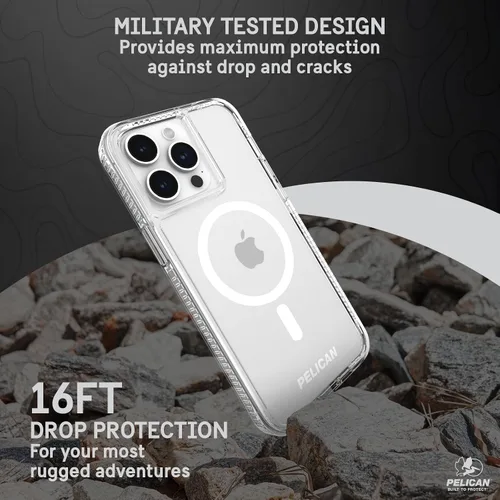 Vista 3 de Pelican Protector iPhone 15 Pro Max - Funda resistente MagSafe para teléfono, transparente