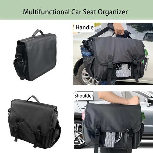 Vista 4 de ECWKVN Organizador de asiento delantero de automóvil para aplicación de la ley, almacenamiento portátil para asiento de pasajero con soporte