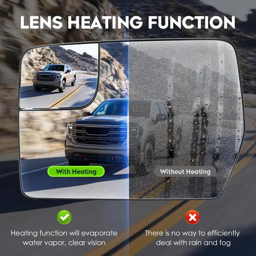 Vista 2 de Espejo calefactable eléctrico del lado izquierdo del conductor y del lado derecho del pasajero para Ford F-150 2011-2014 con soporte trasero, espejo