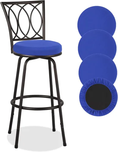 Vista 10 de Deisy Dee 4 fundas de asiento redondas para taburetes de bar, fundas elásticas para sillas redondas de 13 a 16 pulgadas (negro)