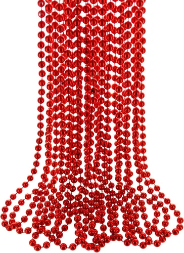 Vista 6 de GiftExpress Collares de cuentas de oro metálico de 33 pulgadas y 0.276 in para fiesta de Mardi Gras, fiesta de cuenta regresiva de Año Nuevo, collar