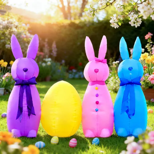 Vista 10 de Decoraciones inflables de Pascua para exteriores de 6 pies, con luces LED integradas, decoración de patio, para fiestas de Pascua, al aire libre