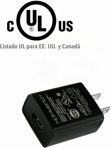 Vista 2 de Cargador de pared USB certificado UL Fuente de alimentación 5v1A (1000mA) Adaptador de corriente de viaje portátil universal Bloque de enchufe