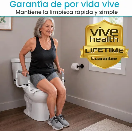 Vista 9 de Vive Barandilla de seguridad para inodoro, barra de agarre ajustable, marco
