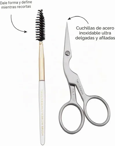 Vista 6 de Tweezerman - Tijeras y cepillo para modelar cejas de acero inoxidable