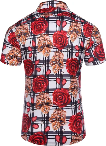 Vista 3 de Daupanzees Camisa de vestir con estampado de diseño de lujo de manga corta para hombre