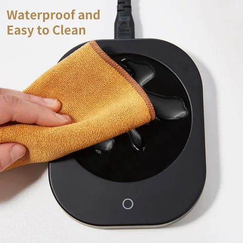 Vista 4 de Calentador de tazas con apagado automático de 4 horas, 3 ajustes de temperatura, calentador eléctrico rectangular negro esmerilado, panel de vidrio