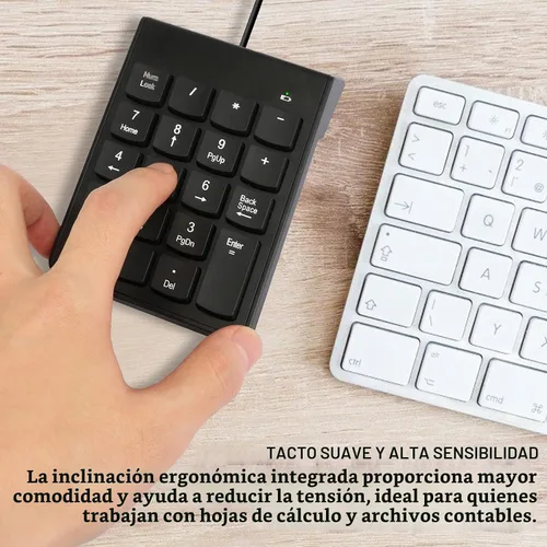Vista 4 de Teclado numérico para laptop, teclado USB de 10 teclas, portátil ultra delgado, mini Numpad, números externos, teclado para computadora portátil