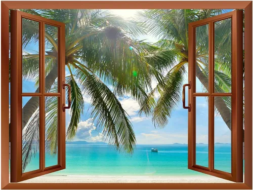 Vista 2 de wall26 - Mural de pared extraíble con palmeras en playa tropical - 36 x 48 pulgadas