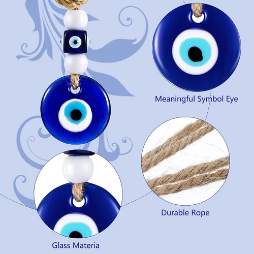 Vista 3 de Hicarer - 6 dijes de cuentas de ojo turco azul turco con dije de ojos azules, cuentas de cristal para manualidades con mal de ojo, adorno colgante