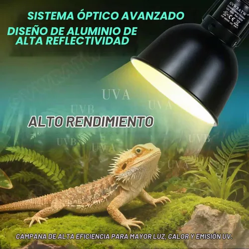Vista 3 de Lámpara de reptil de cúpula poco profunda de 5.5 pulgadas, adecuada para bombillas UVB y bombillas de calor que disfrutan, máximo 160 W.