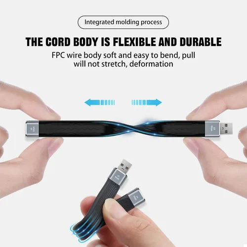 Vista 3 de Adaptador USB C a USB 3.0, 10Gbps USB C macho a tipo C hembra adaptador OTG Cable bidireccional OTG, cable plano Thunderbolt3 a USB 3.0 para PC