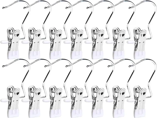 Vista 14 de Paquete de 30 ganchos organizadores de leggings para armario, soporte para botas, clips para colgar, perchas multifuncionales portátiles de un solo